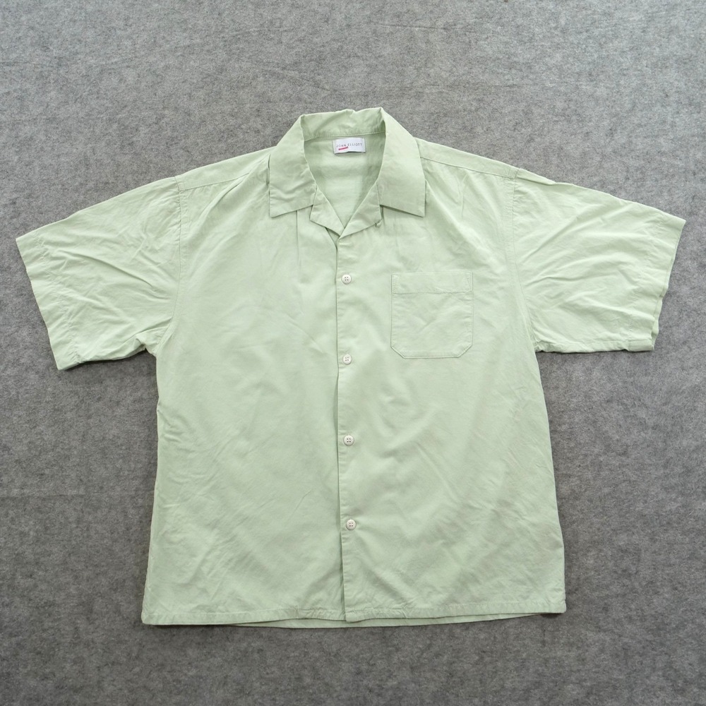 John Elliott Shirt Mens Large Green Button Up Camp Short Sleeve Casual